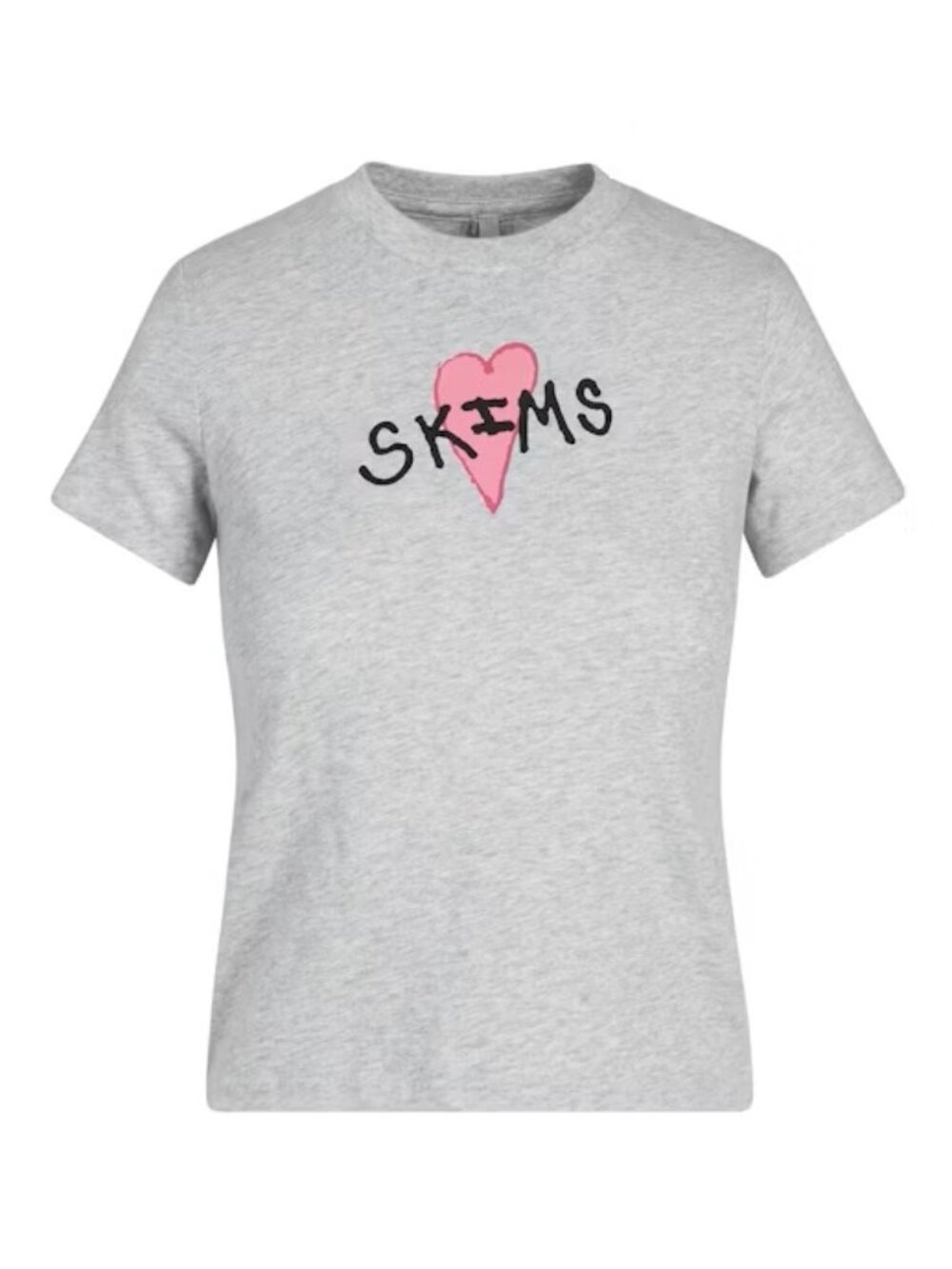 💘SKIMS Worn In Jersey T-Shirt Light Heather Grey Skims Heart Tee | S | NWT